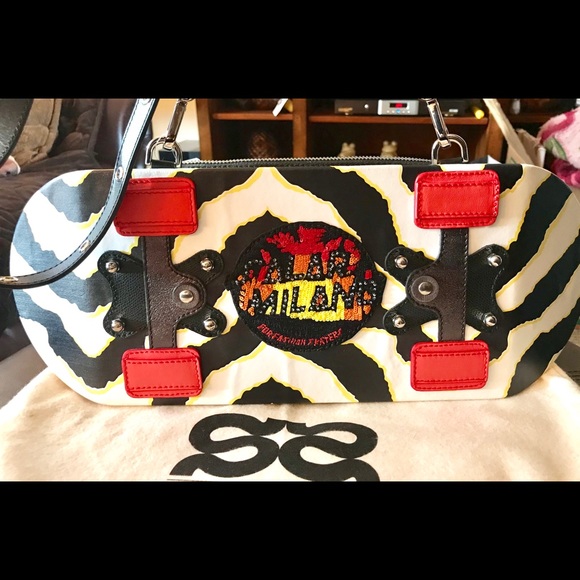 💋❤️ BNWT AUTHENTIC SALAR Skateboard Leather/Sequence Purse “RARE” ❤️💋 - Picture 3 of 6